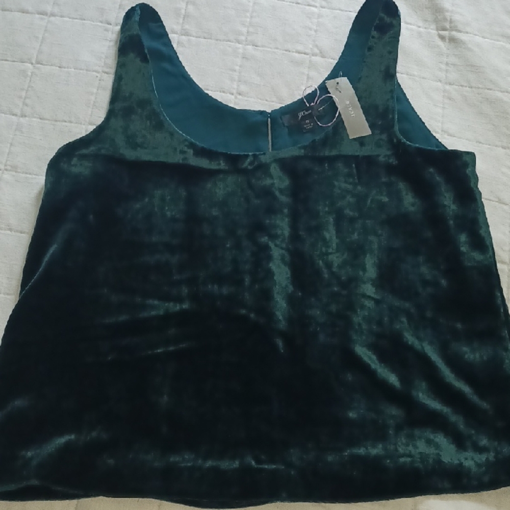 J. Crew Velvet Tank Top in Deep Green